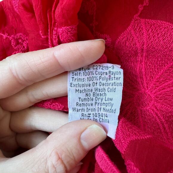 Johnny Was Mayu Wild Cherry Red Tunic Blouse - Picture 8 of 10